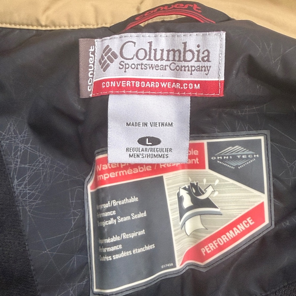 Columbia Convert Men’s Ski Snowboard Waterproof Khaki Pants Size Large - Picture 9 of 12